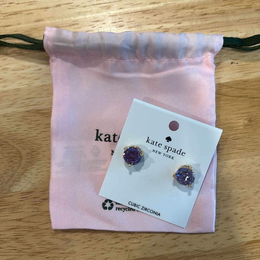 cubic zirconia kate spade earrings - purple